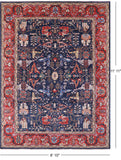 Blue Persian Fine Serapi Hand Knotted Wool Rug - 8' 10" X 11' 11" - Golden Nile
