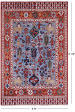 Blue Persian Fine Serapi Hand Knotted Wool Rug - 3' 9" X 5' 10" - Golden Nile