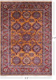 Gold Super Kazak Hand Knotted Wool Rug - 5' 5" X 7' 7" - Golden Nile