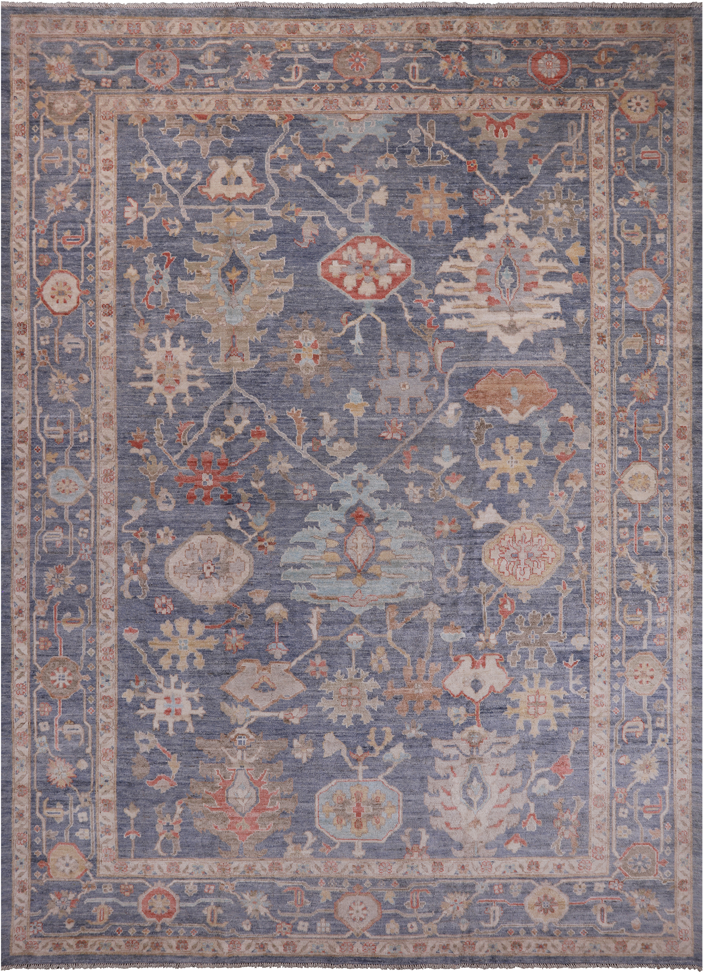 Grey Turkish Oushak Handmade Wool Rug - 10' 1" X 13' 8"