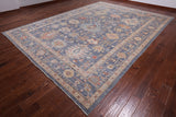 Grey Turkish Oushak Handmade Wool Rug - 10' 1" X 13' 8"