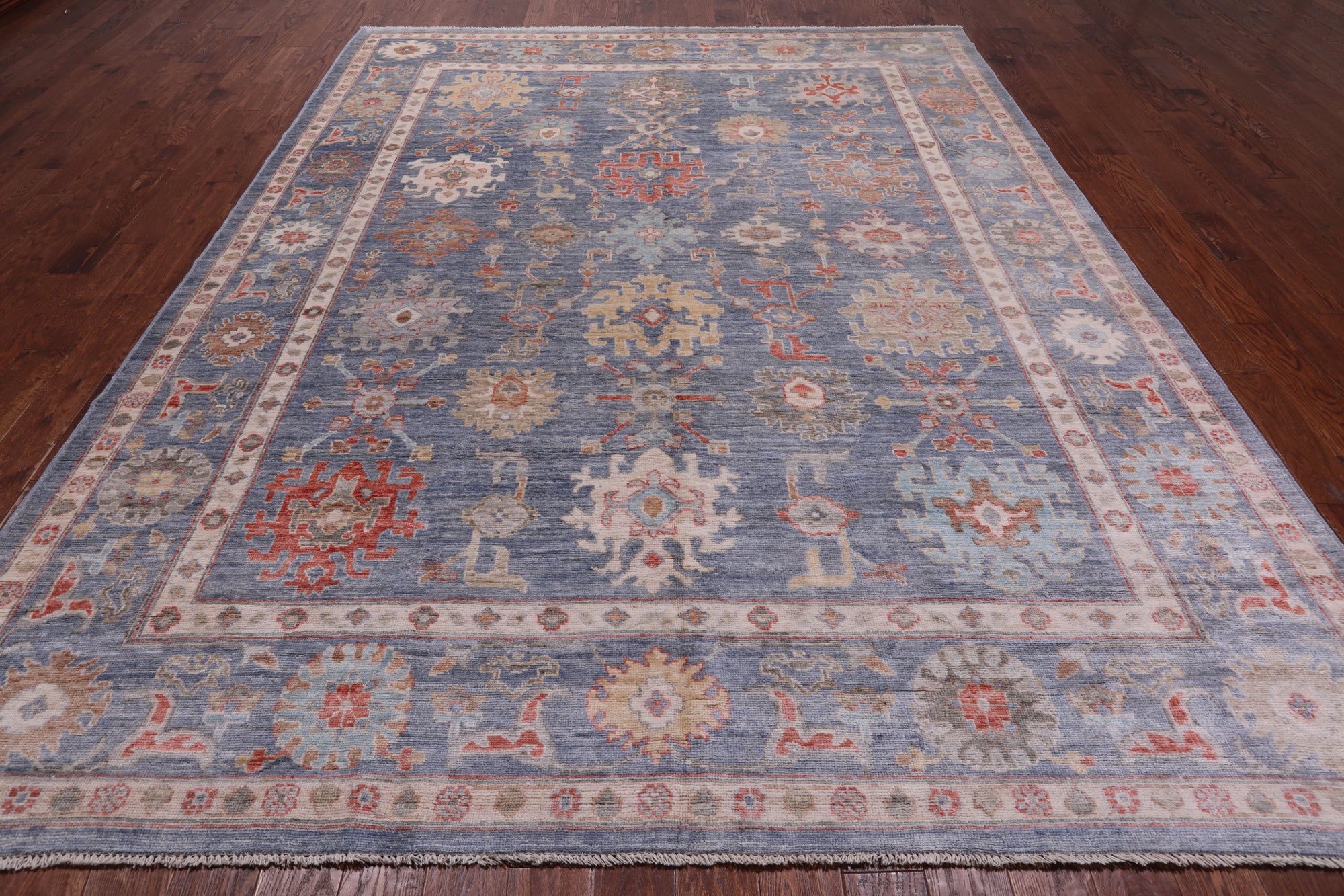 Grey Turkish Oushak Hand Knotted Wool Rug - 9' 0" X 11' 8"