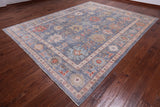 Grey Turkish Oushak Hand Knotted Wool Rug - 9' 0" X 11' 8"