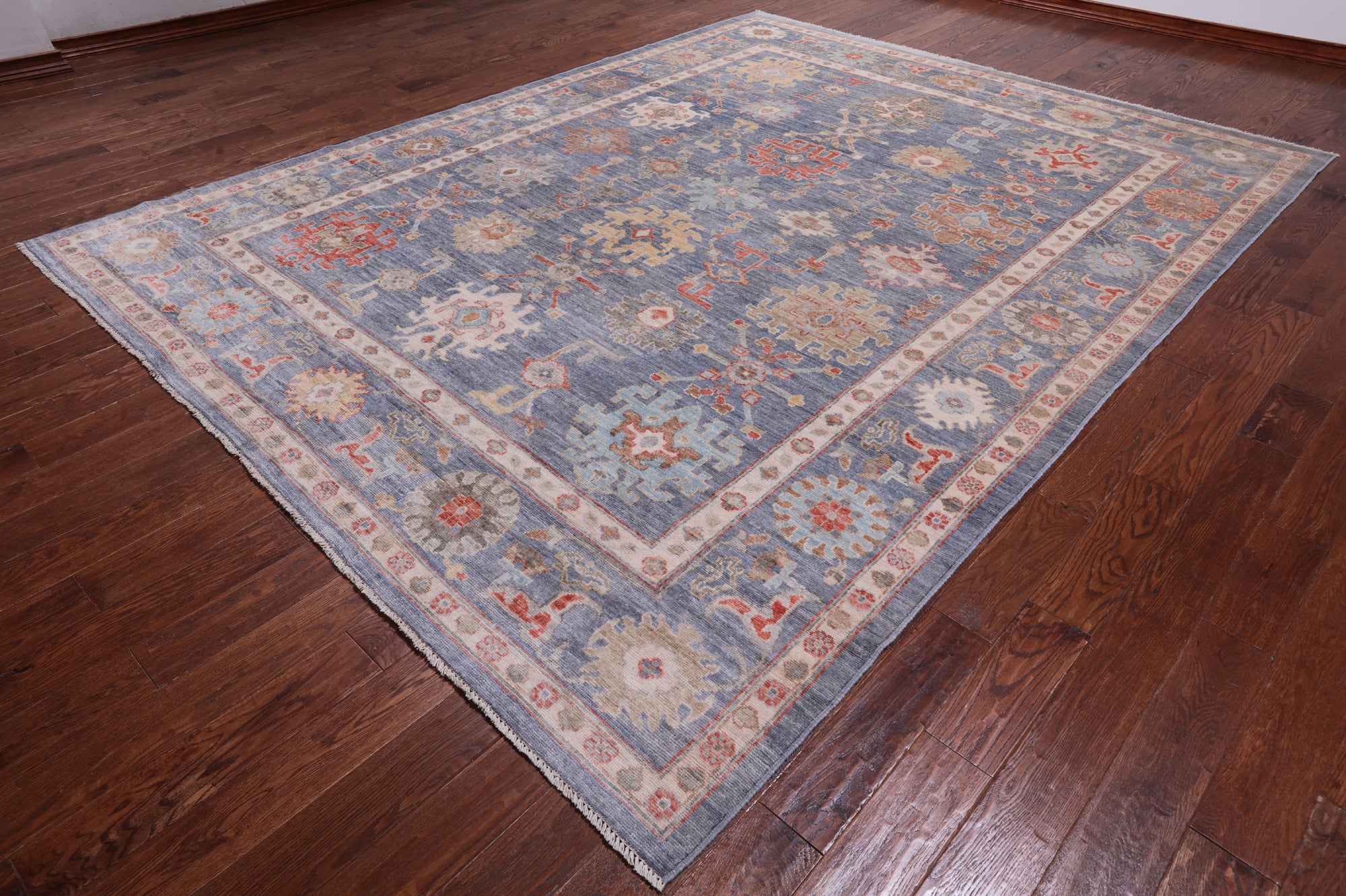 Grey Turkish Oushak Hand Knotted Wool Rug - 9' 0" X 11' 8"