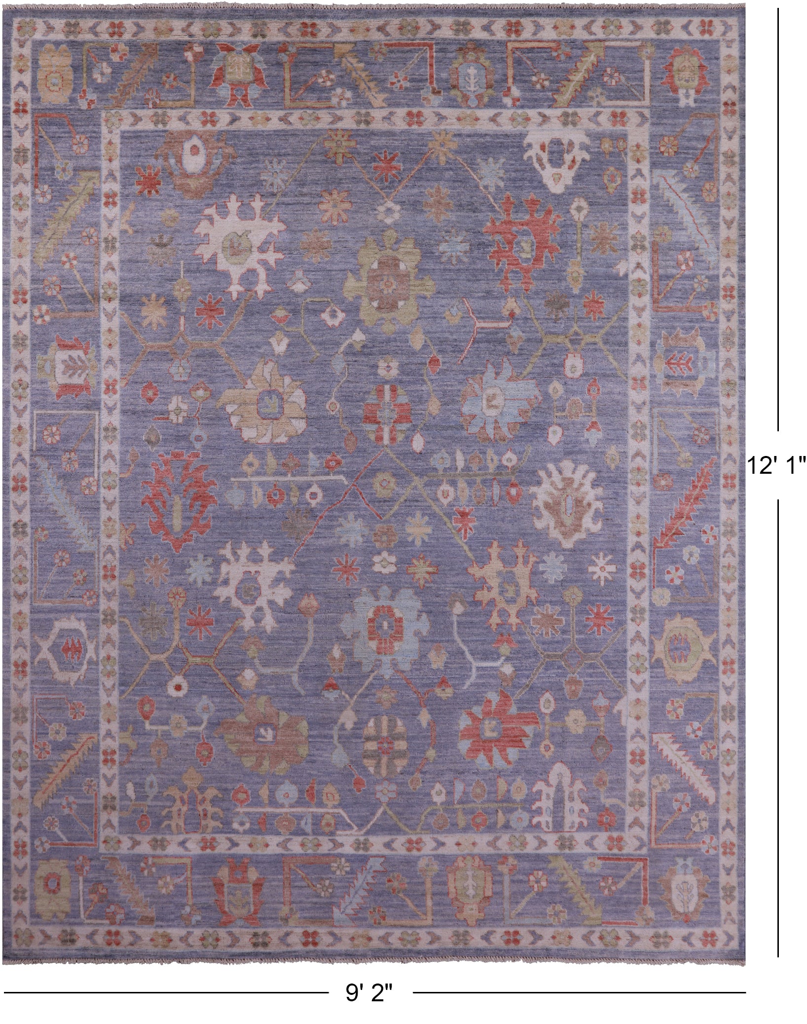 Grey Turkish Oushak Hand Knotted Wool Rug - 9' 2" X 12' 1" - Golden Nile