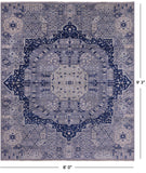 Blue Geometric Persian Mamluk Hand Knotted Wool Rug - 8' 0" X 9' 3" - Golden Nile