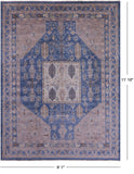 Blue Persian Fine Serapi Hand Knotted Wool Rug - 9' 1" X 11' 10" - Golden Nile