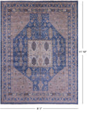 Blue Persian Fine Serapi Hand Knotted Wool Rug - 9' 1" X 11' 10" - Golden Nile