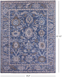 Blue Turkish Oushak Hand Knotted Wool Rug - 9' 2" X 11' 11" - Golden Nile