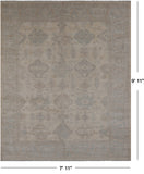 Ivory White Wash Peshawar Hand Knotted Wool Rug - 7' 11" X 9' 11"