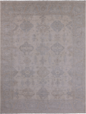 Ivory White Wash Peshawar Hand Knotted Wool Rug - 7' 11" X 9' 11" - Golden Nile