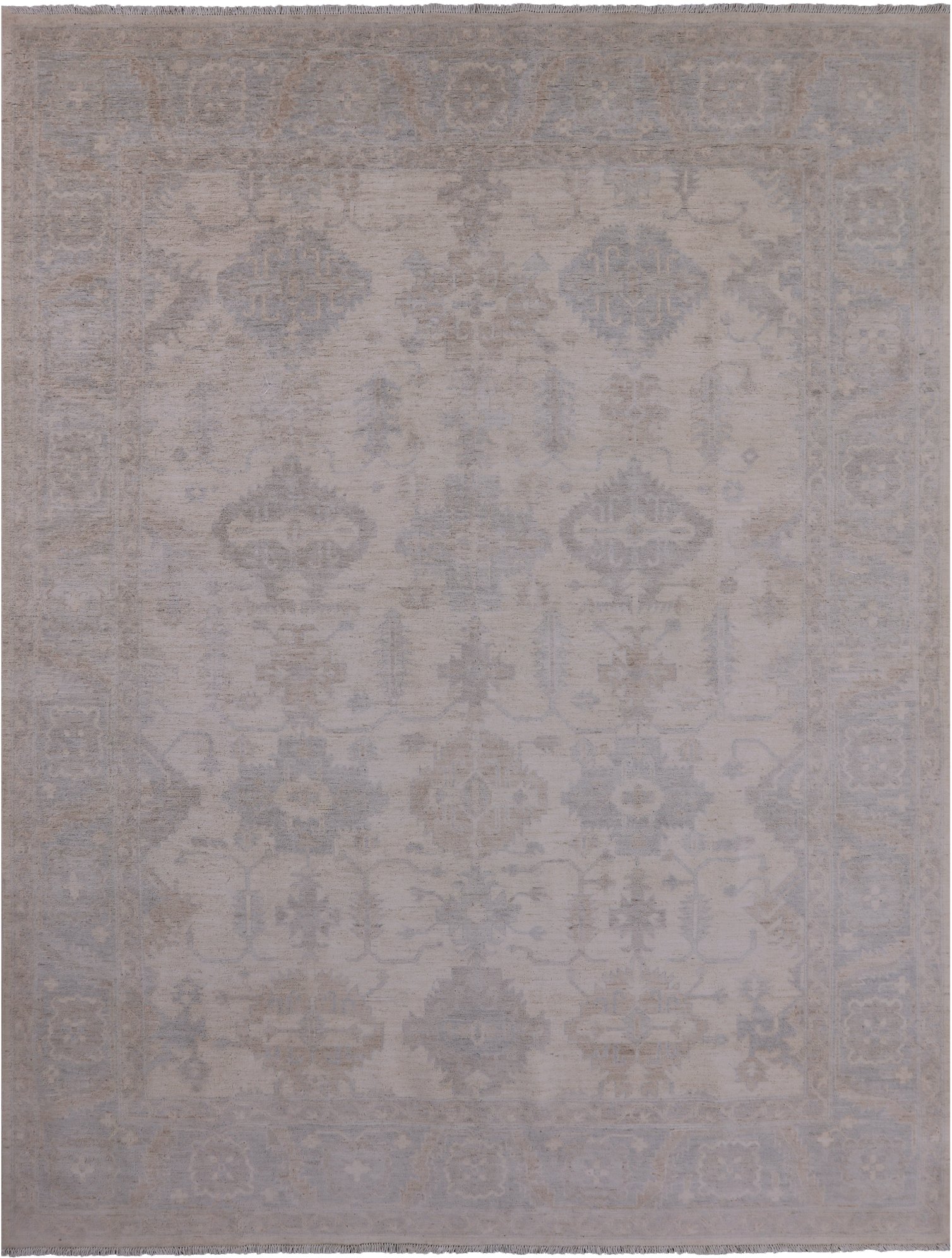 Ivory White Wash Peshawar Hand Knotted Wool Rug - 7' 11" X 9' 11" - Golden Nile
