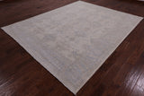 Ivory White Wash Peshawar Hand Knotted Wool Rug - 7' 11" X 9' 11" - Golden Nile