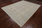 Ivory White Wash Peshawar Hand Knotted Wool Rug - 7' 11" X 9' 11"
