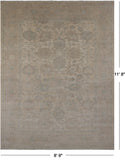 Ivory White Wash Peshawar Hand Knotted Wool Rug - 8' 9" X 11' 8"