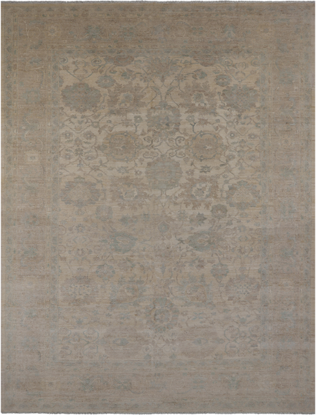 Ivory White Wash Peshawar Hand Knotted Wool Rug - 8' 9" X 11' 8"