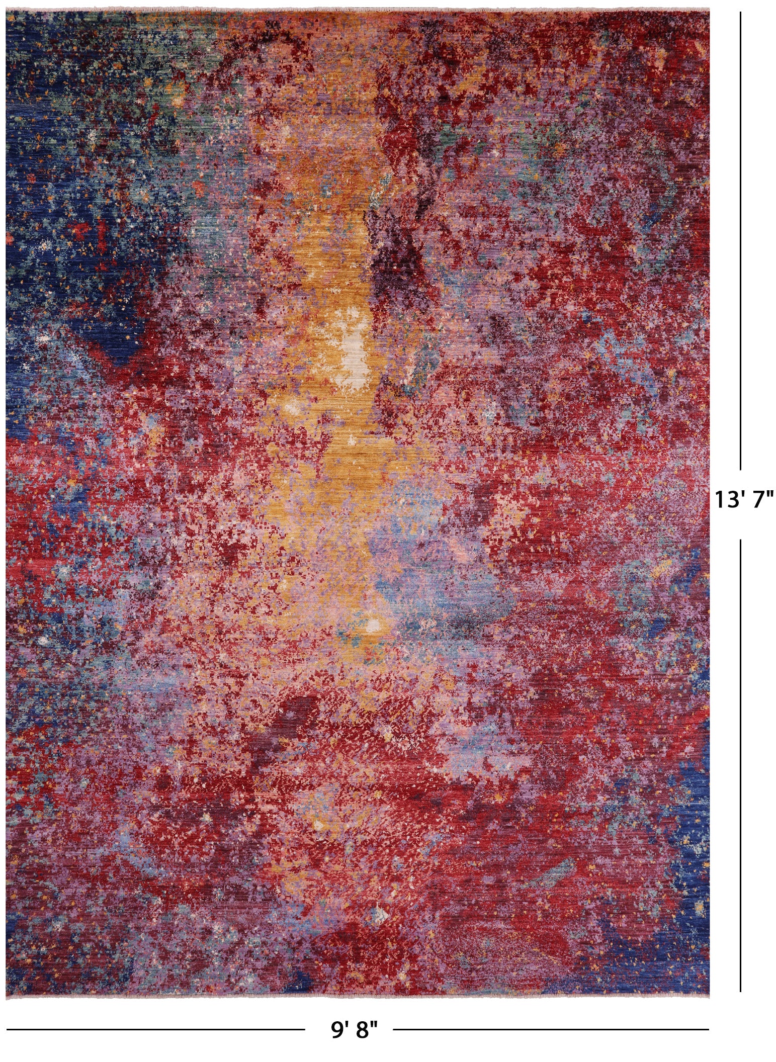 Abstract Modern Hand Knotted Wool Rug - 9' 8" X 13' 7" - Golden Nile