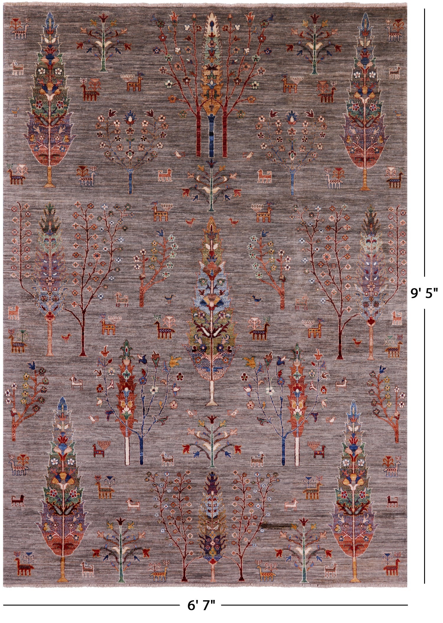 Tribal Persian Gabbeh Hand Knotted Wool Rug - 6' 7" X 9' 5" - Golden Nile