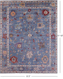 Blue Turkish Oushak Hand Knotted Wool Rug - 9' 3" X 11' 10" - Golden Nile