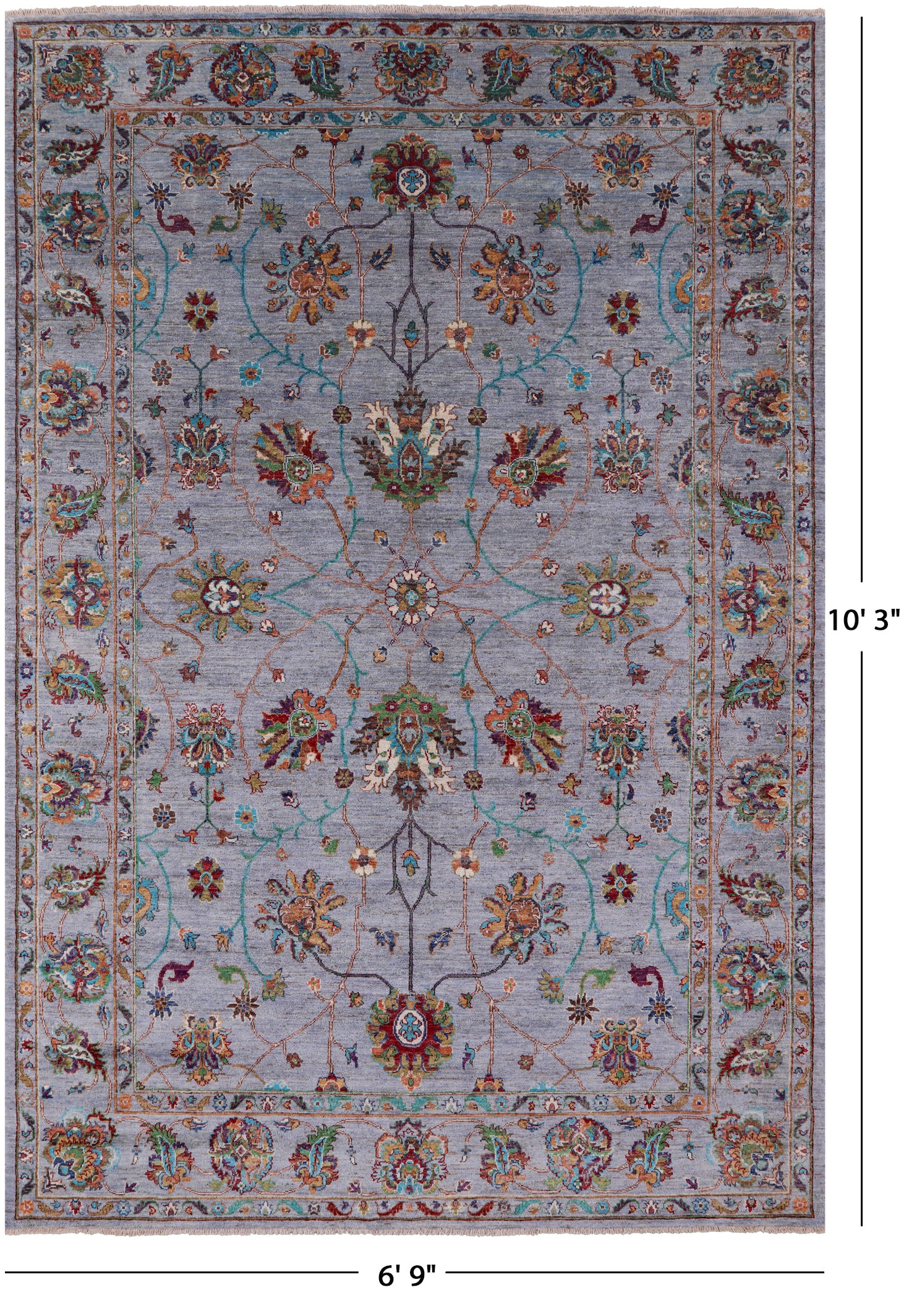 Peshawar Hand Knotted Wool Rug - 6' 9" X 10' 3" - Golden Nile
