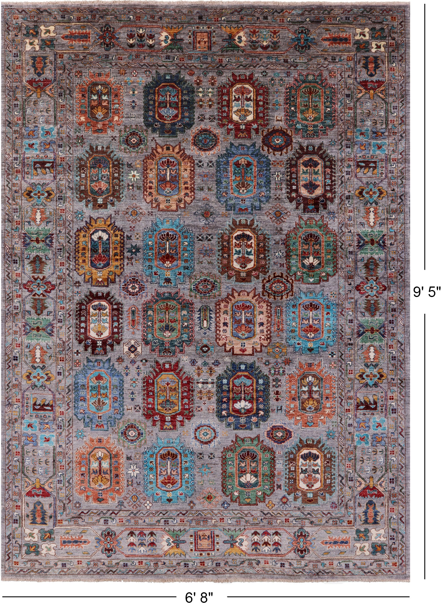 Turkmen Ersari Hand Knotted Wool Rug - 6' 8" X 9' 5" - Golden Nile