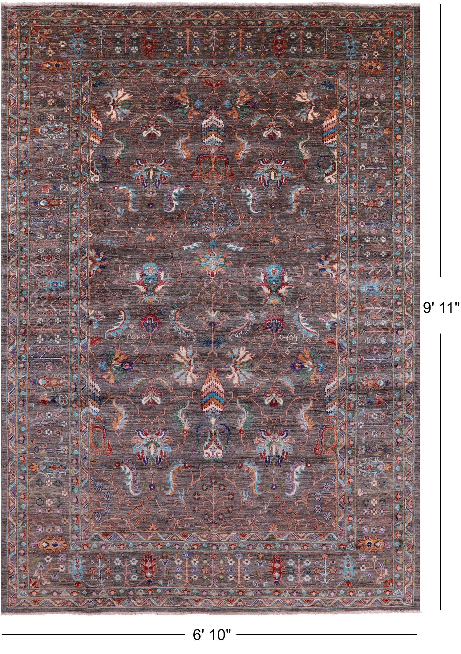 Peshawar Hand Knotted Wool Rug - 6' 10" X 9' 11" - Golden Nile