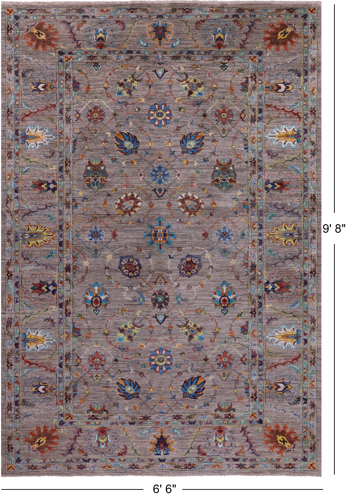 Peshawar Handmade Wool Rug - 6' 6" X 9' 8" - Golden Nile