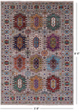 Grey Turkmen Ersari Hand Knotted Wool Rug - 5' 8" X 8' 0" - Golden Nile