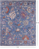 Blue Turkish Oushak Hand Knotted Wool Rug - 8' 0" X 9' 10" - Golden Nile
