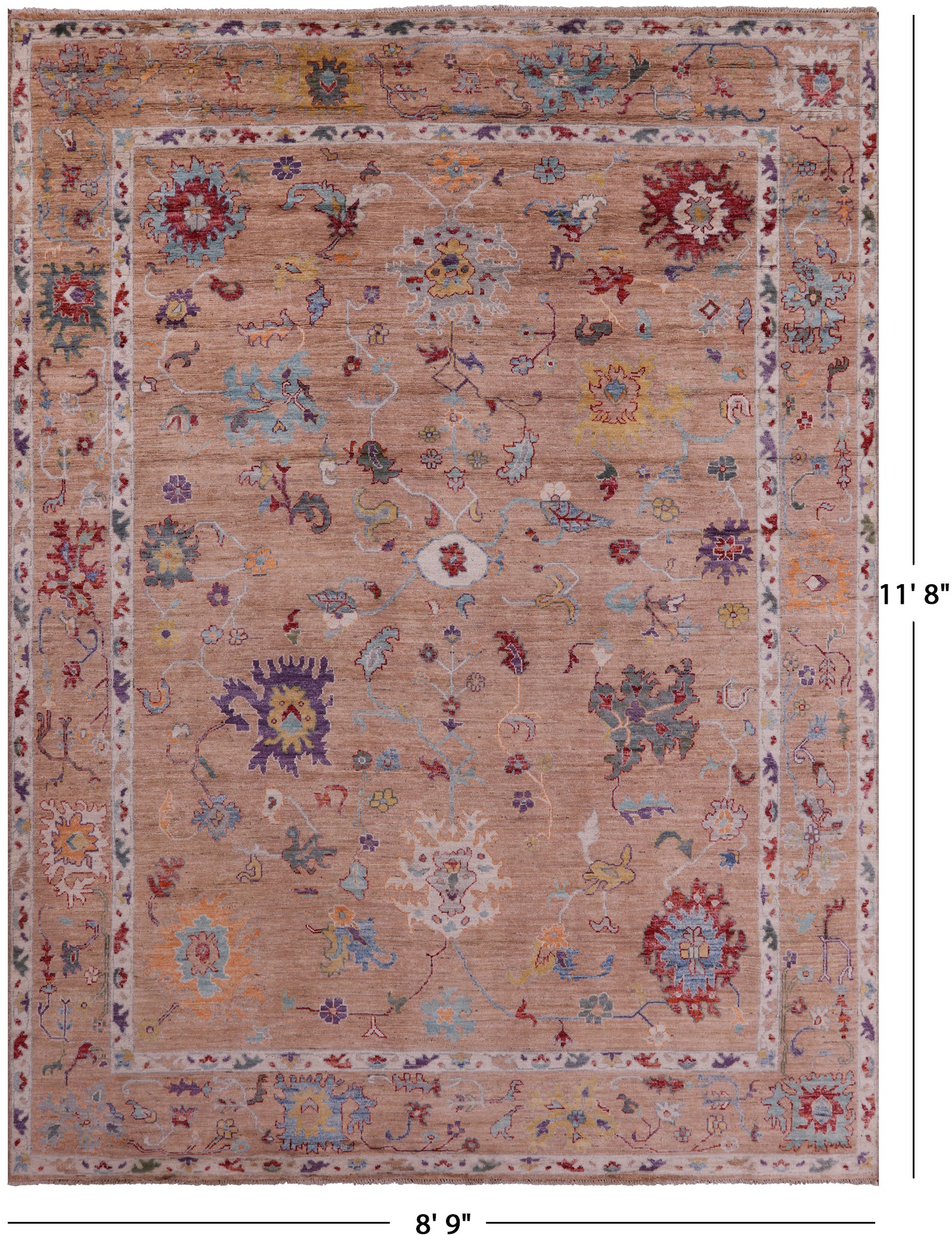 Turkish Oushak Handmade Wool Rug - 8' 9" X 11' 8" - Golden Nile