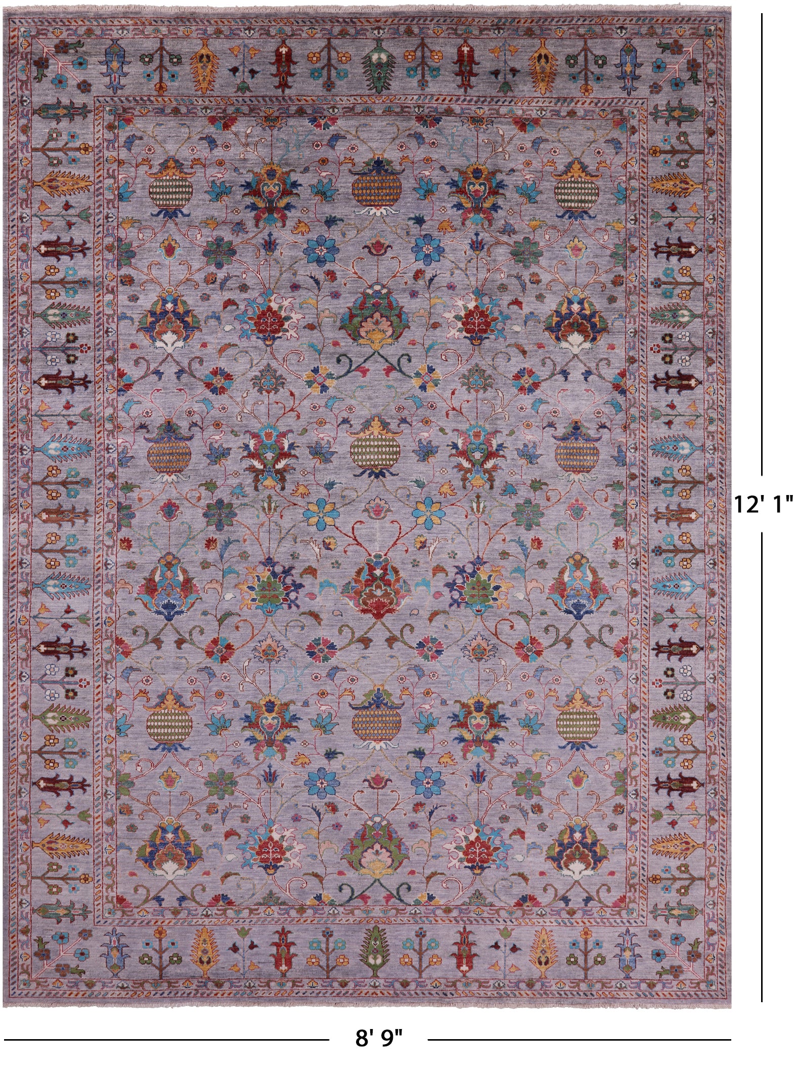 Peshawar Handmade Wool Rug - 8' 9" X 12' 1" - Golden Nile