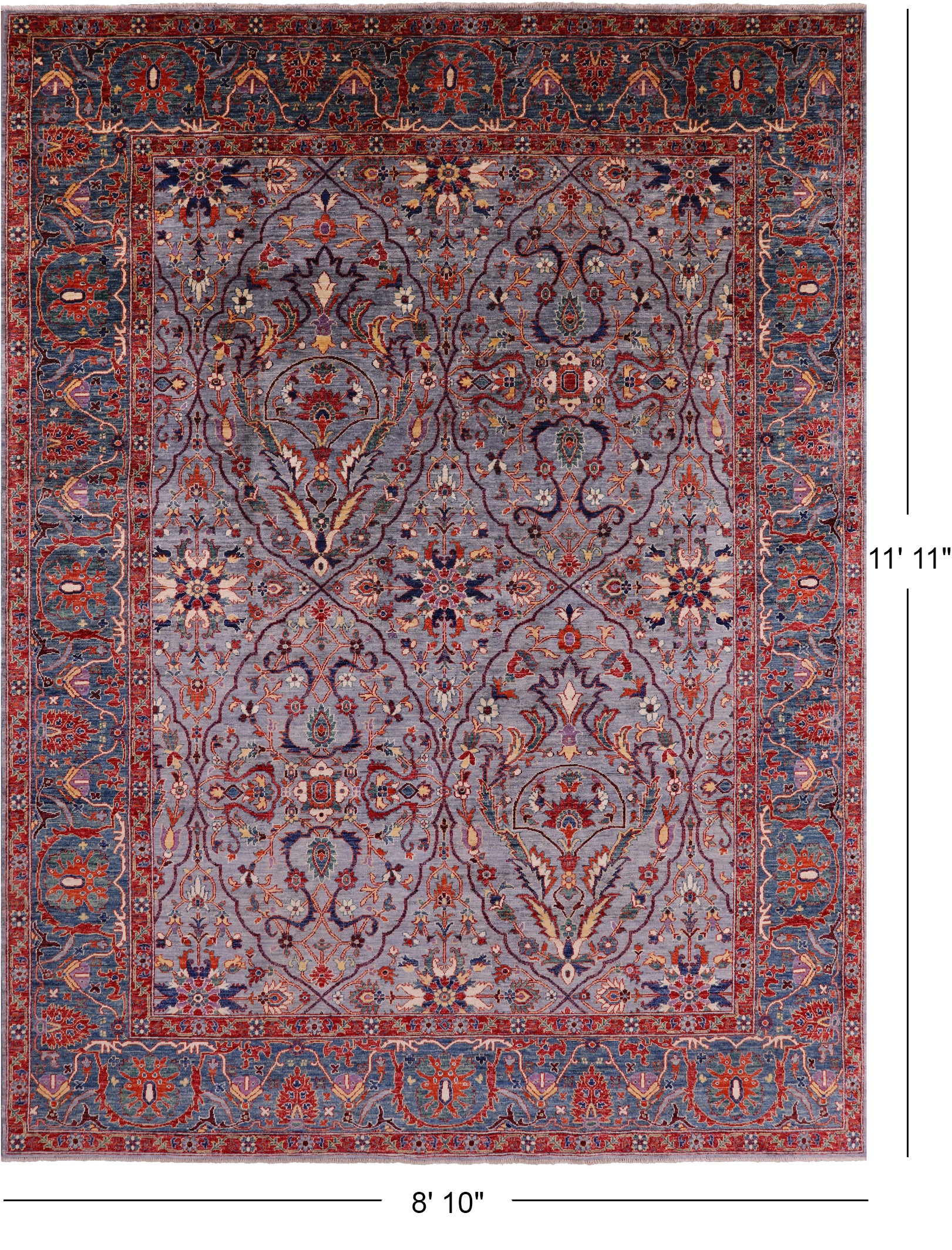Persian Fine Serapi Handmade Wool Rug - 8' 10" X 11' 11" - Golden Nile