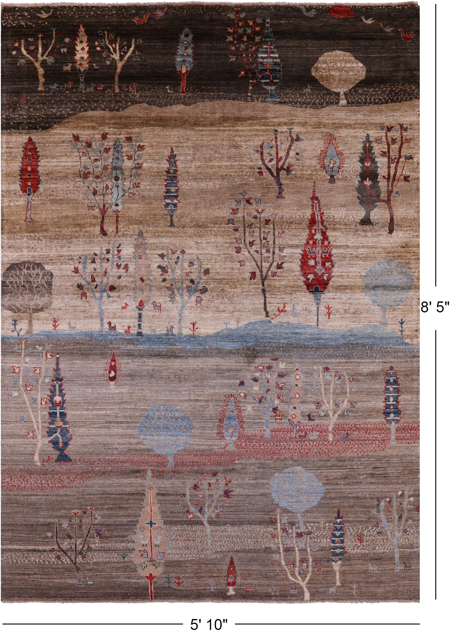Tribal Persian Gabbeh Handmade Wool Rug - 5' 10" X 8' 5" - Golden Nile