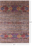 Khorjin Persian Gabbeh Hand Knotted Wool Rug - 6' 7" X 9' 6" - Golden Nile
