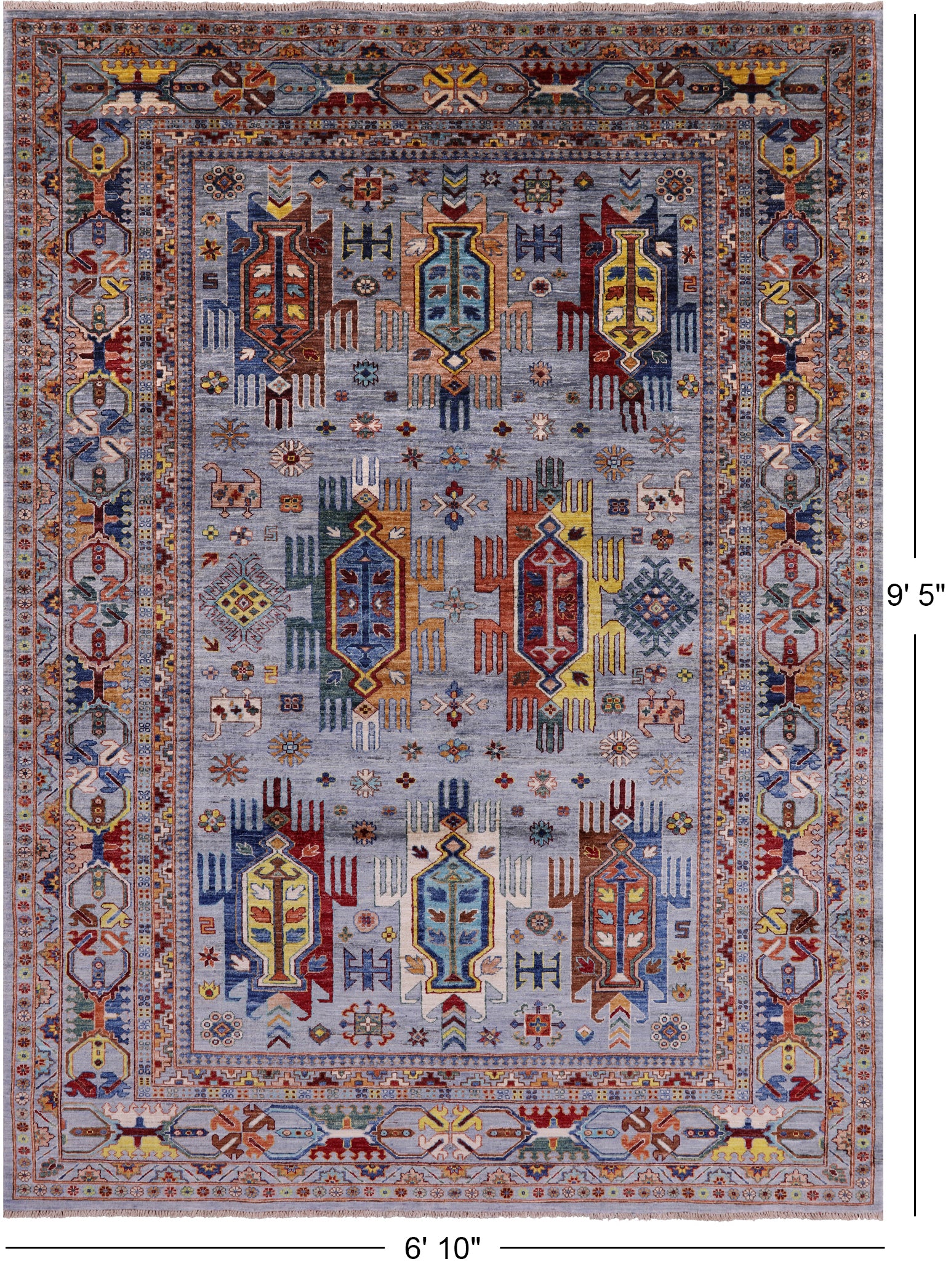 Turkmen Ersari Hand Knotted Wool Rug - 6' 10" X 9' 5" - Golden Nile