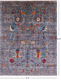 Peshawar Hand Knotted Wool Rug - 5' 0" X 6' 5" - Golden Nile