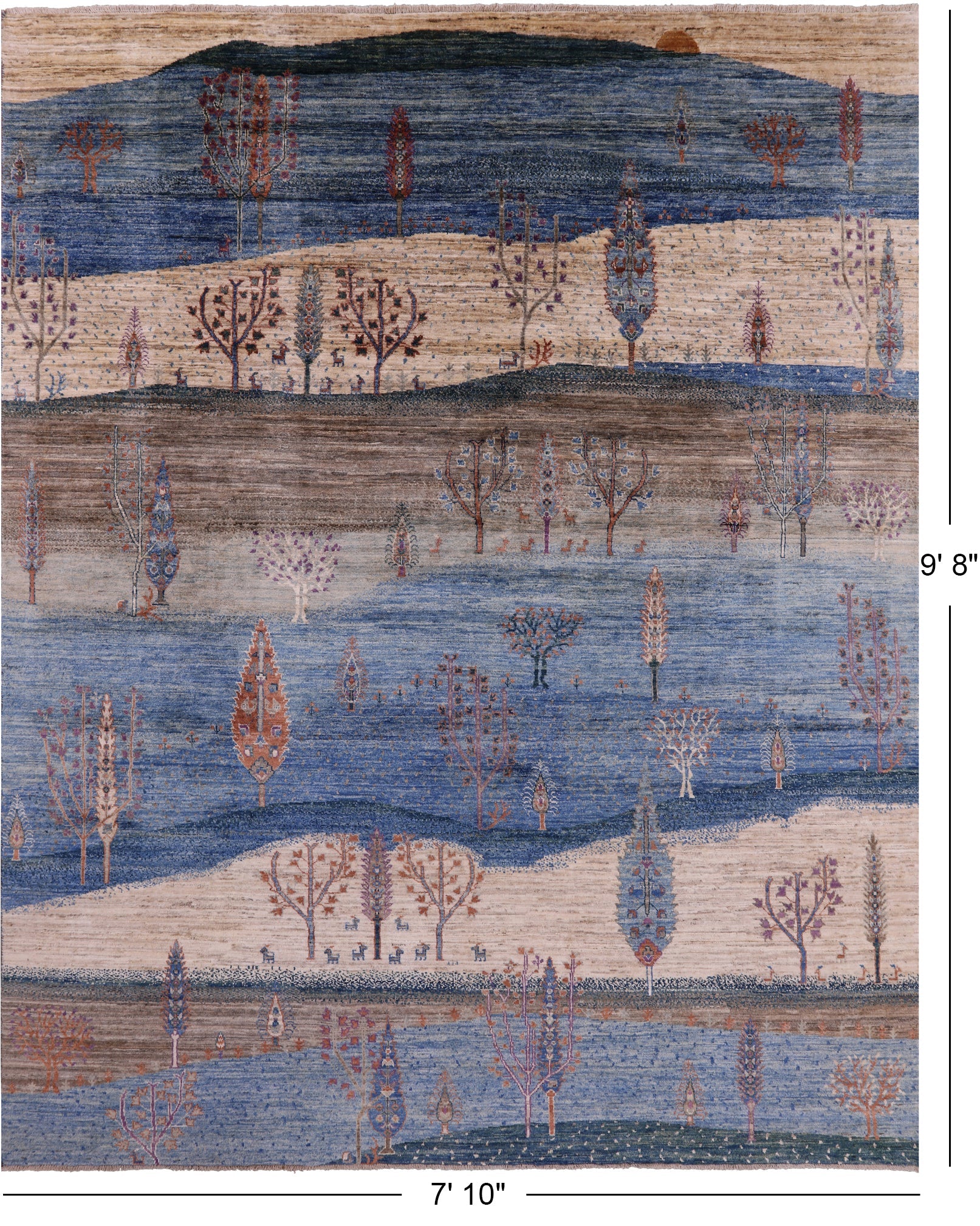 Tribal Persian Gabbeh Hand Knotted Wool Rug - 7' 10" X 9' 8" - Golden Nile