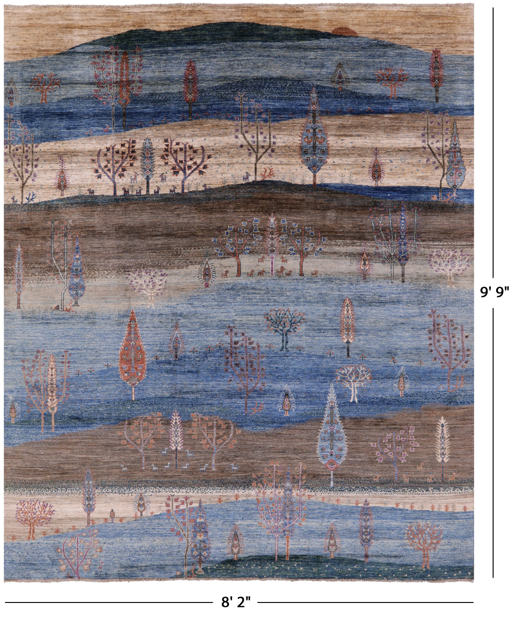 Tribal Persian Gabbeh Hand Knotted Wool Rug - 8' 2" X 9' 9" - Golden Nile
