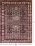 Super Kazak Hand Knotted Wool Rug - 9' 1" X 12' 1" - Golden Nile