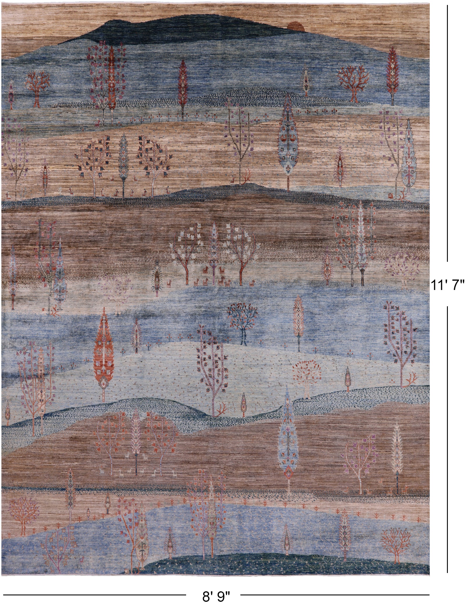Tribal Persian Gabbeh Hand Knotted Wool Rug - 8' 9" X 11' 7" - Golden Nile