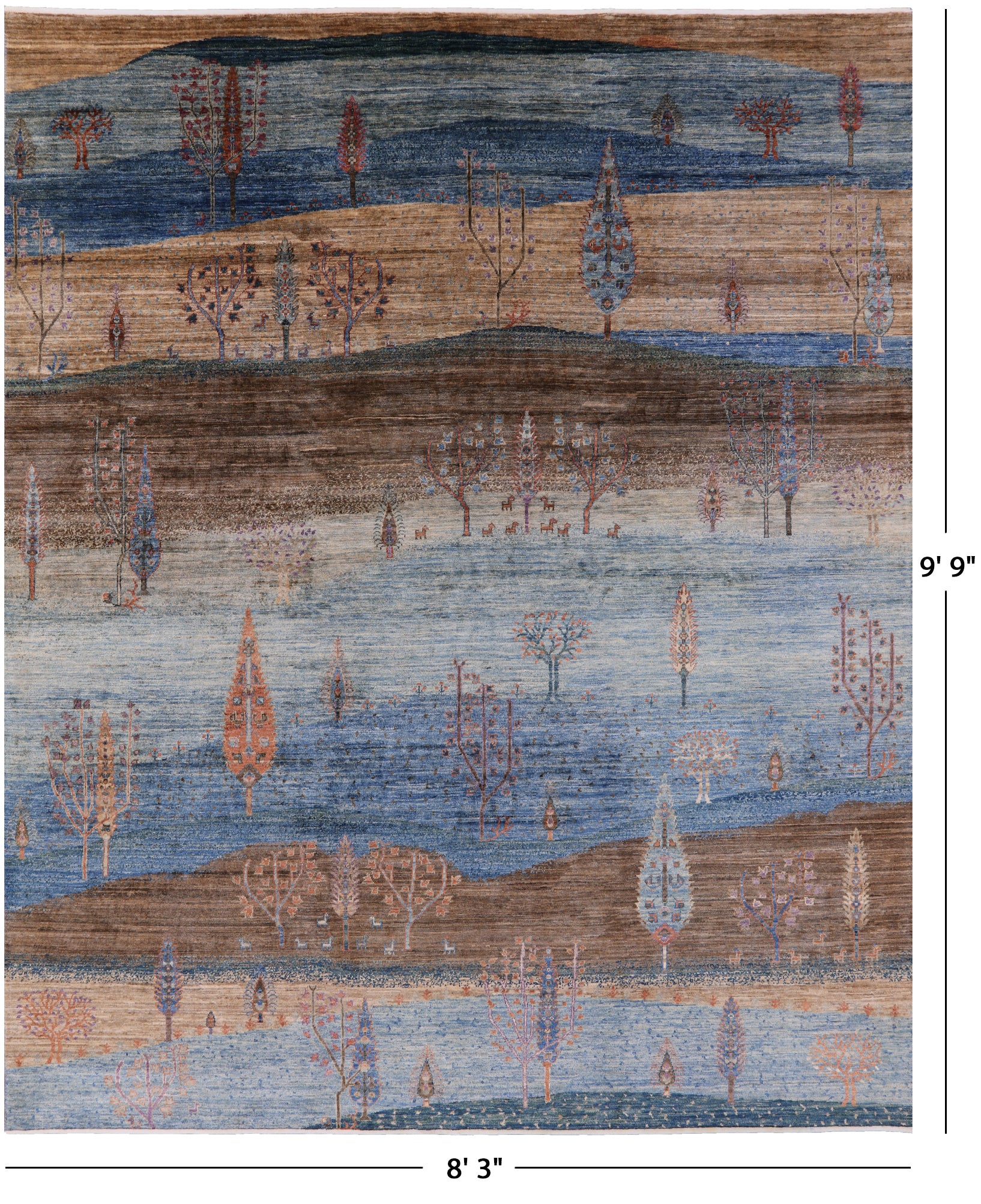 Tribal Persian Gabbeh Hand Knotted Wool Rug - 8' 3" X 9' 9" - Golden Nile