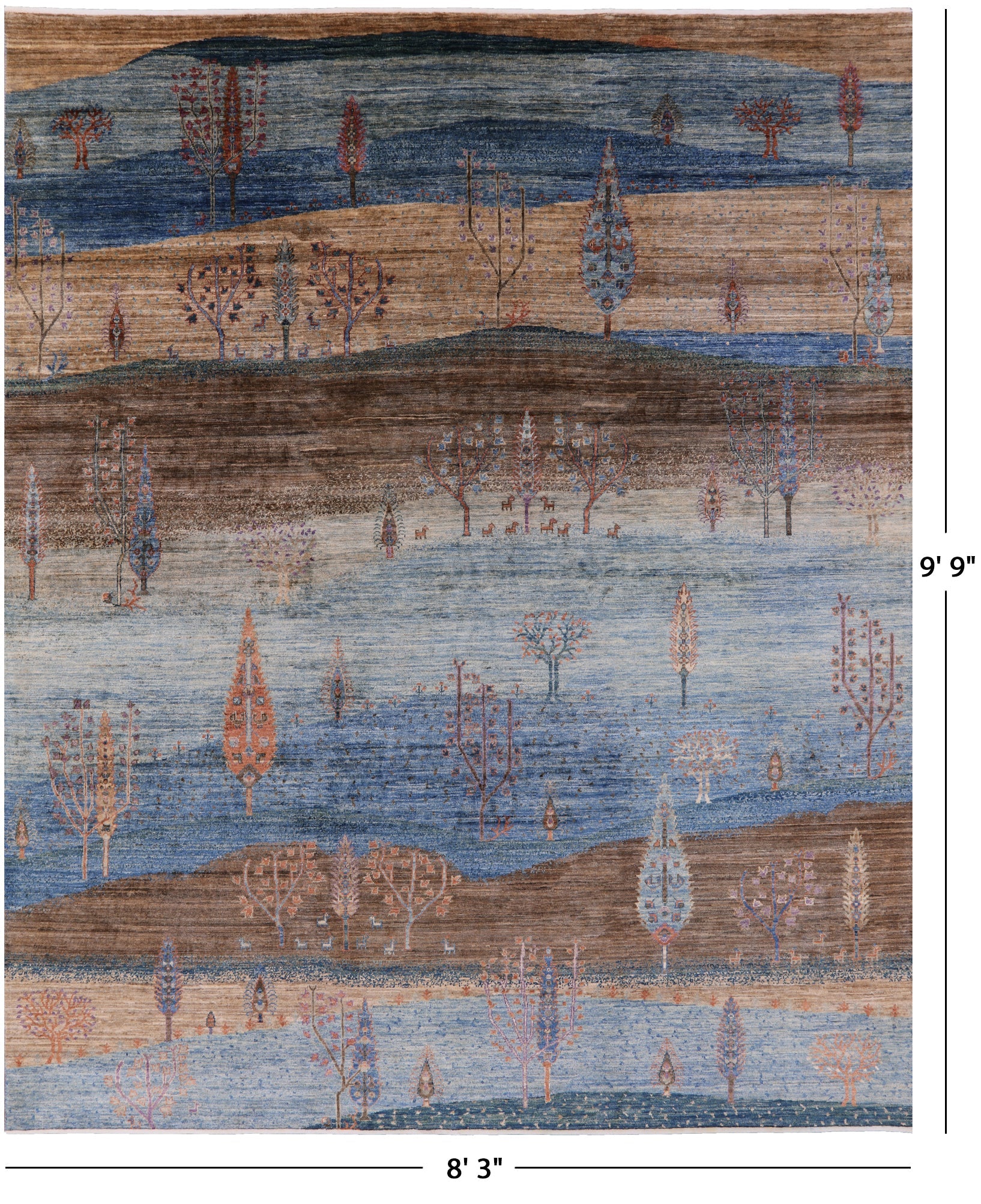 Tribal Persian Gabbeh Hand Knotted Wool Rug - 8' 3" X 9' 9" - Golden Nile