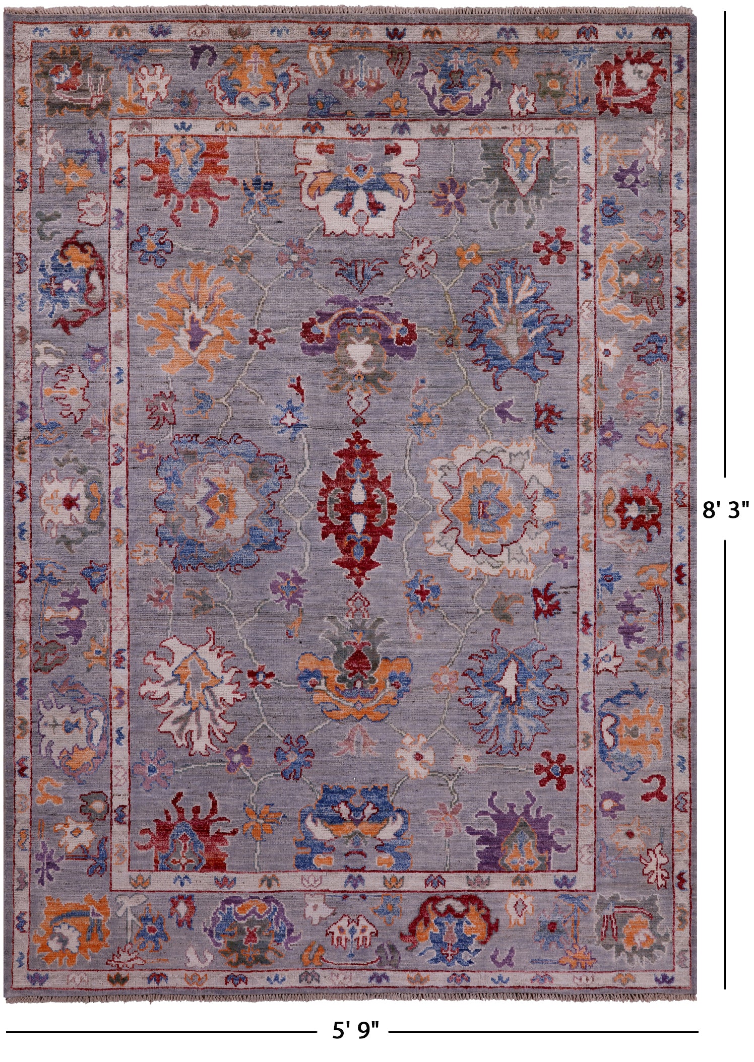 Grey Turkish Oushak Hand Knotted Wool Rug - 5' 9" X 8' 3" - Golden Nile