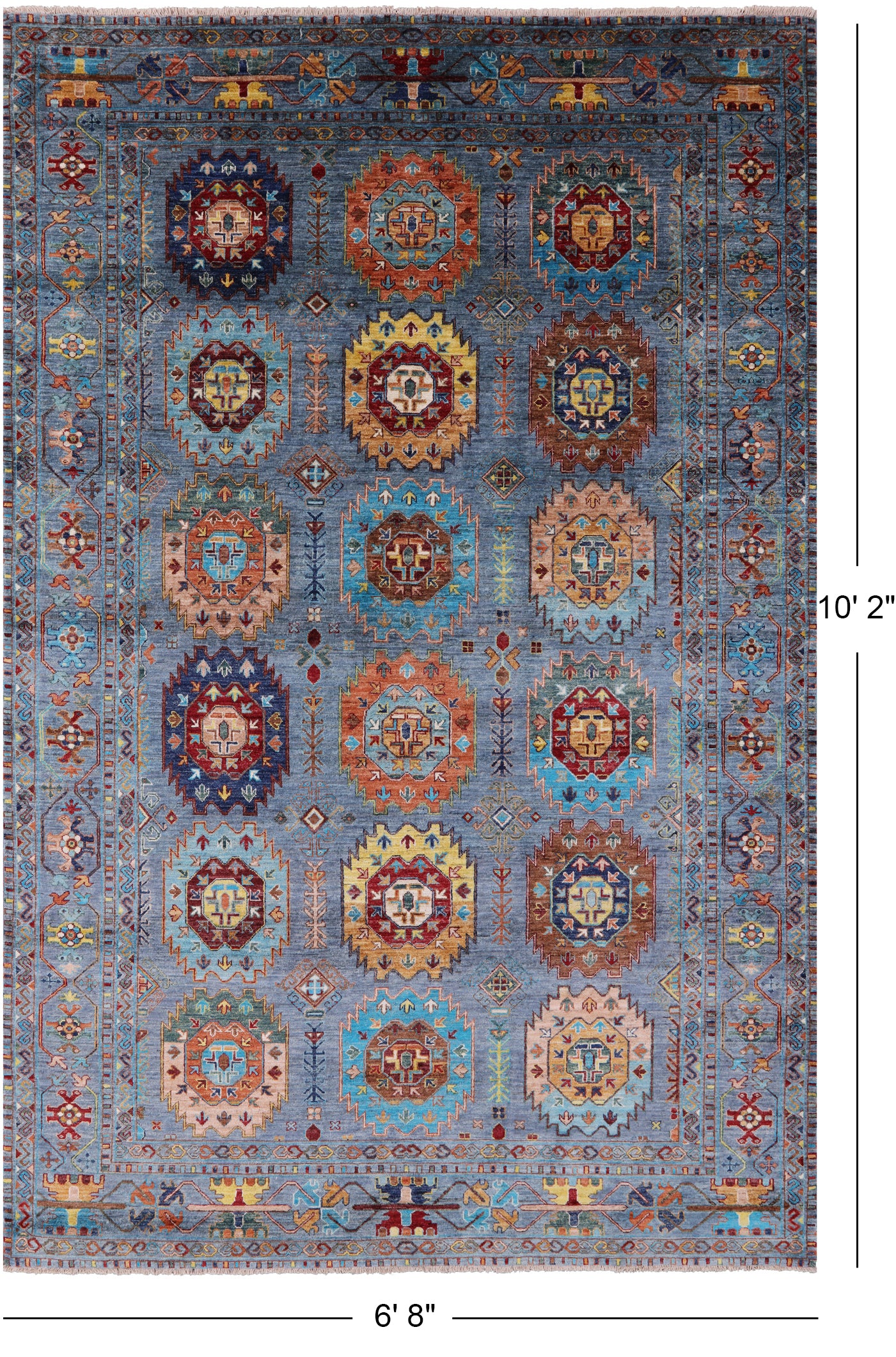 Turkmen Ersari Hand Knotted Wool Rug - 6' 8" X 10' 2" - Golden Nile