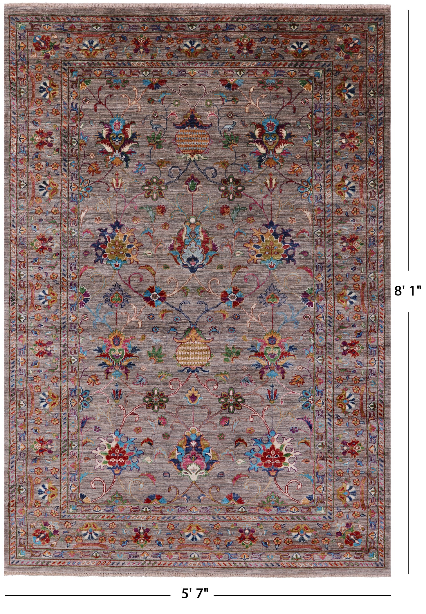 Peshawar Hand Knotted Wool Rug - 5' 7" X 8' 1" - Golden Nile