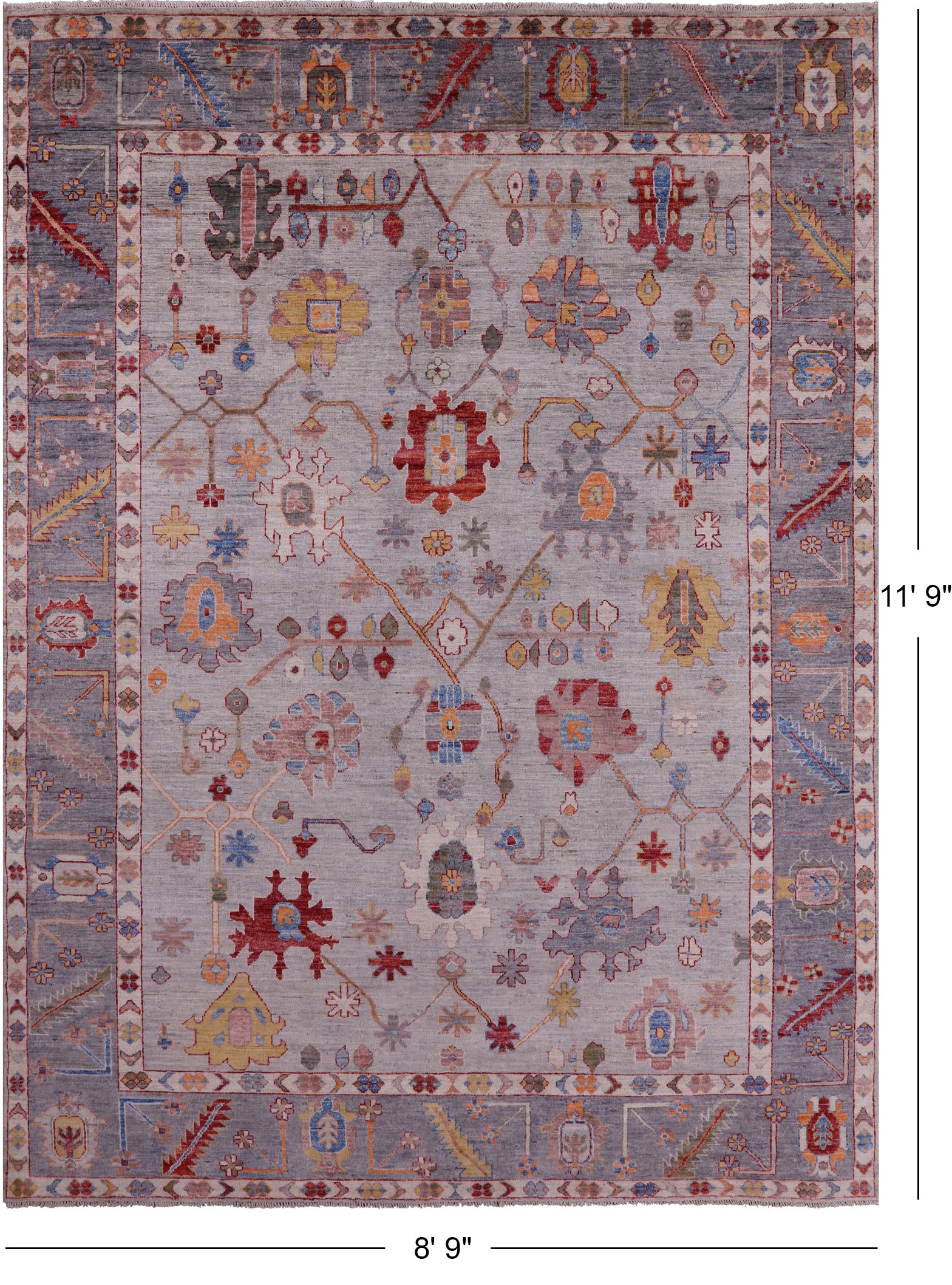 Turkish Oushak Hand Knotted Wool Rug - 8' 9" X 11' 9" - Golden Nile