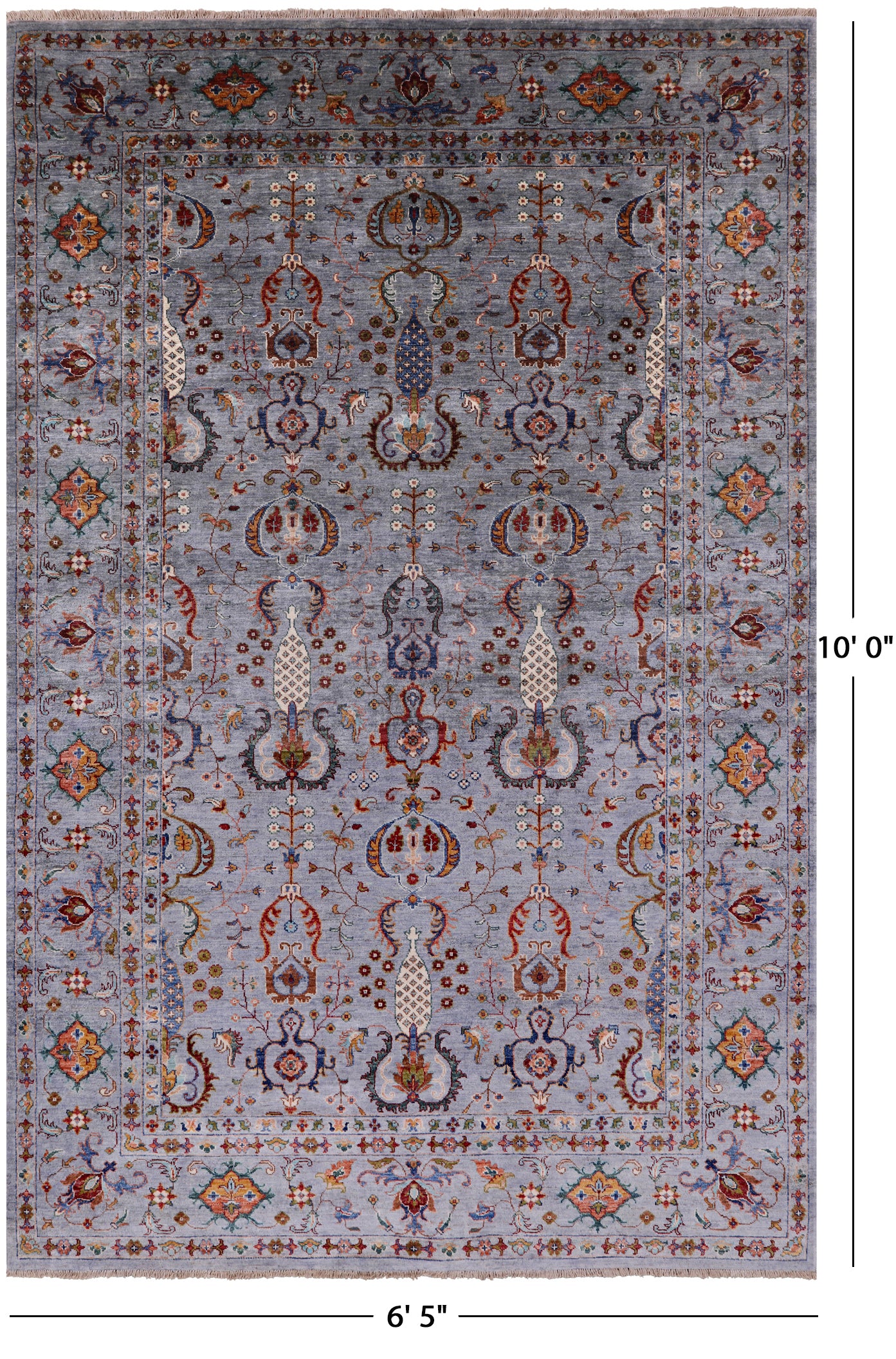 Peshawar Hand Knotted Wool Rug - 6' 5" X 10' 0" - Golden Nile