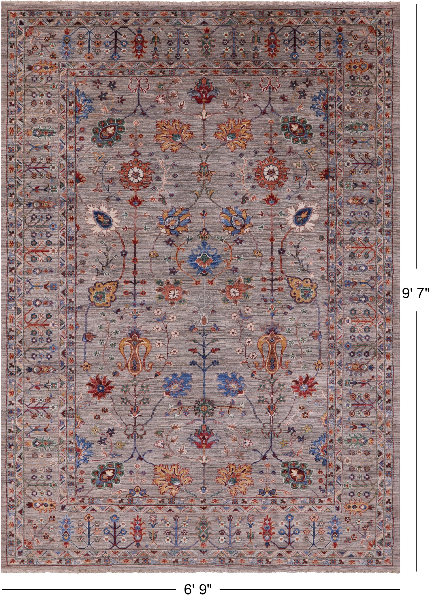 Peshawar Hand Knotted Wool Rug - 6' 9" X 9' 7" - Golden Nile