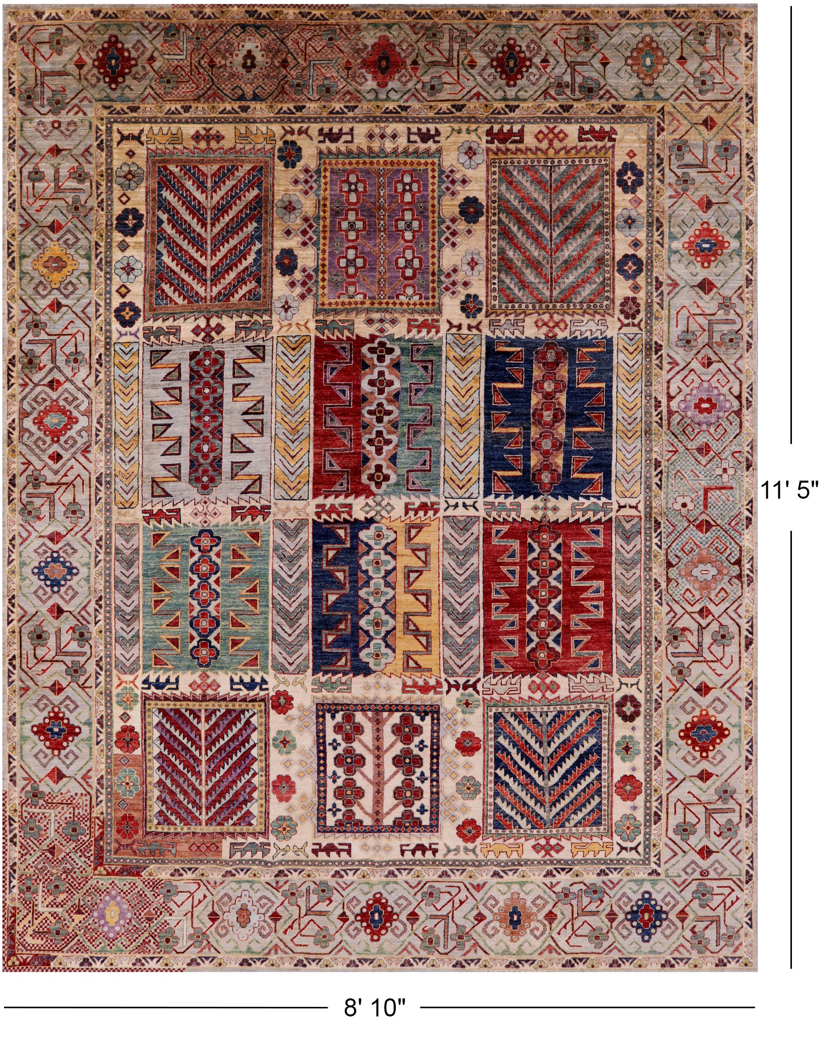 Persian Fine Serapi Handmade Wool Rug - 8' 10" X 11' 5" - Golden Nile