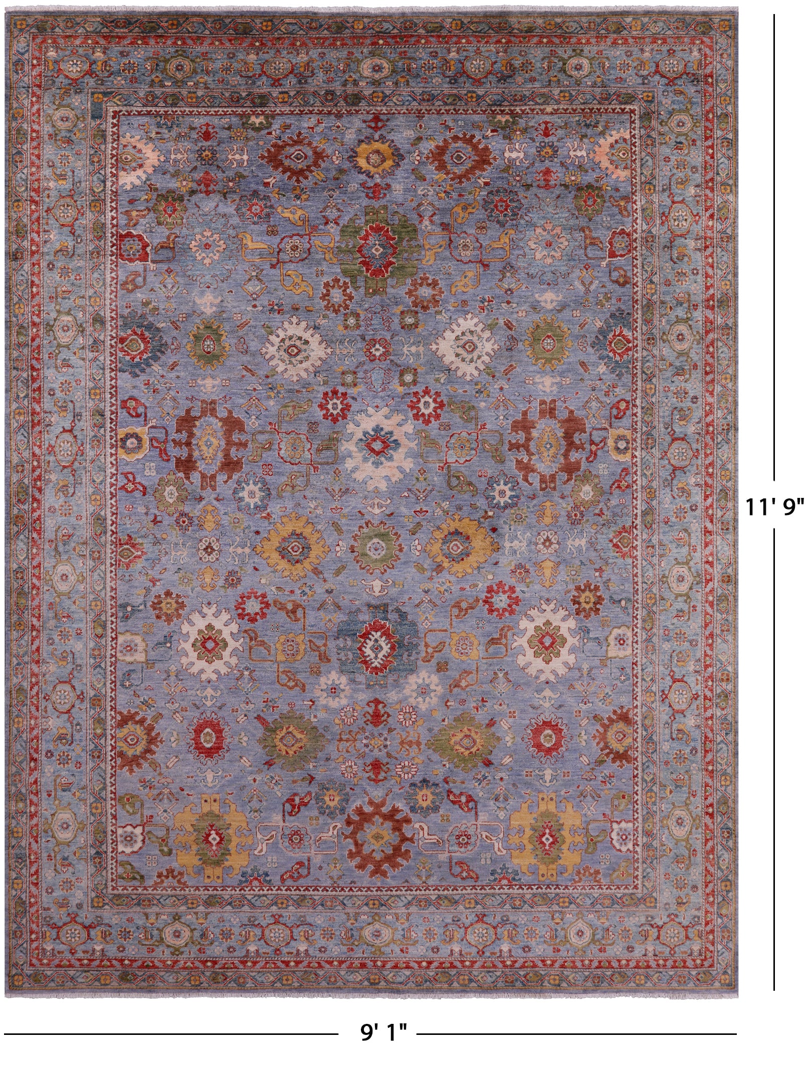 Persian Fine Serapi Hand Knotted Wool Rug - 9' 1" X 11' 9" - Golden Nile